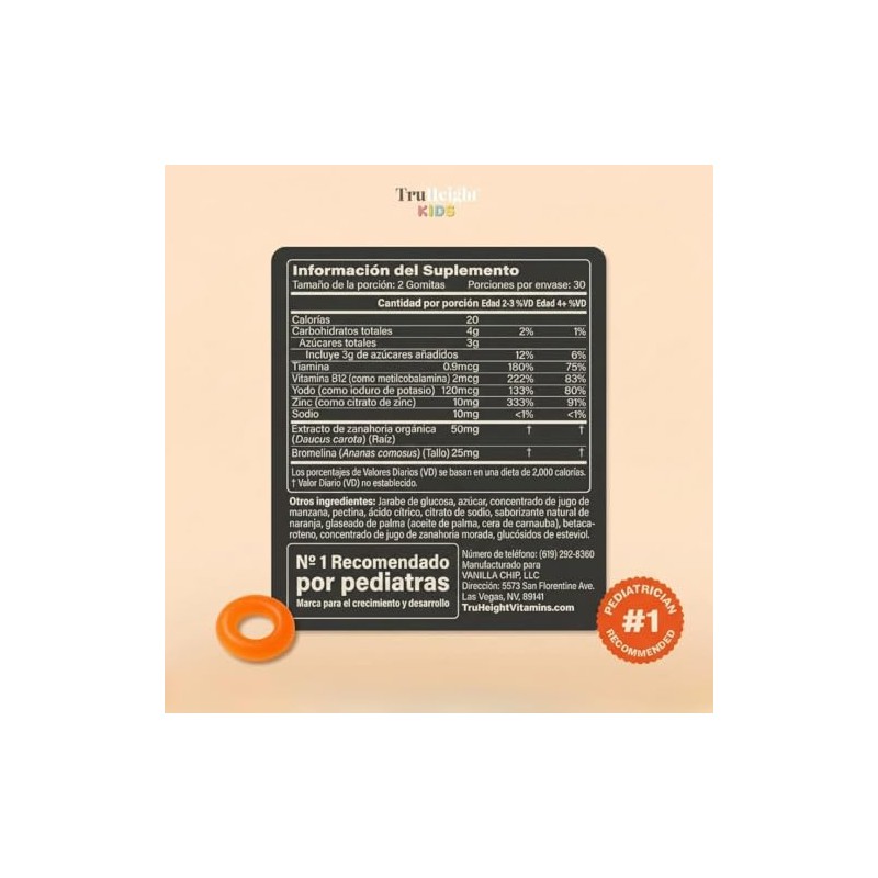 Truheight Gummies Gomitas Infantiles Años Adelante Vitaminas Minerales Sabor Natural