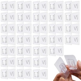 Ganchos Adhesivos Para Pared, 30 Piezas Transparentes, Adhesivos Para Pared Clavos, Sin Perforación, Para Organizar Cocina, Baño Y Oficina, 5.8Cm X 5.8Cm, Pvc