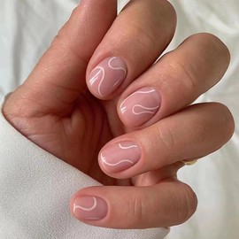 Enppode Pink Press on Nails Short Nails for Women Square Fake Nails 24 PCS/Set