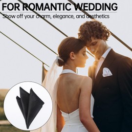 Molain Mens Pocket Square Satin Pocket Square for Men Solid Color Handkerchief Suit Pocket Squares Classic Pure Silk Hankies for Business Wedding(White)