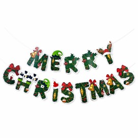 Merry Christmas Banner Bunting,1Pack Christmas Wall Decorations Merry Christmas Sign Christmas Banner Garland for Fireplace Window Xmas Party Christmas Decorations Indoor