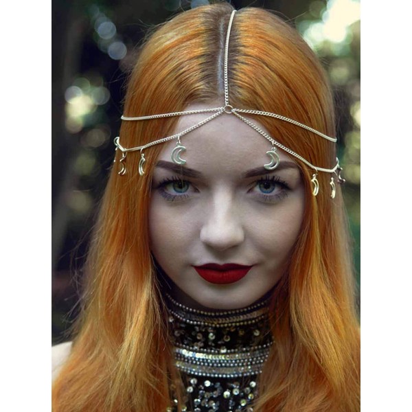 Zoestar Boho Gold Moon Headband Festival Prom Hair Accessories Fashion Headband for Women and Girls