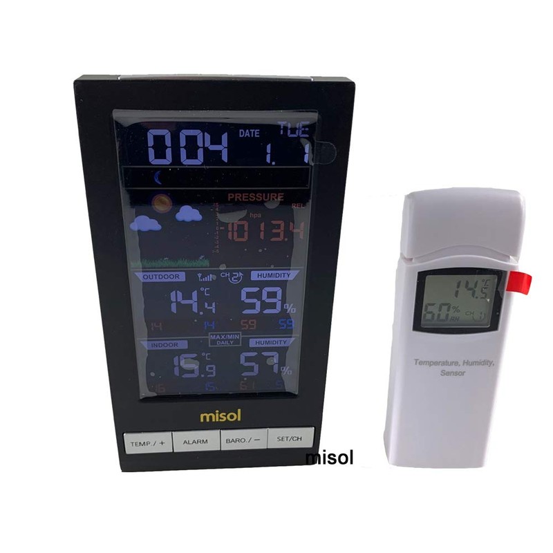 MISOL/Wireless Weather Station with 1 Sensor, 3 Channels, Color Screen