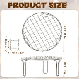 sourcing map 5 Inch Round Cooking Rack, Stainless Steel Canning Racks with Legs, Barbecue Mesh Grill for Baking Cooling Steaming Cookware