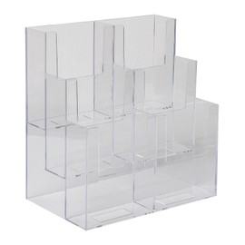 Dazzling Displays Acrylic Stand 3 Tier, 6 Pocket Fits 4 by 9 Material, Trifold Brochure Holder, Countertop Clear Display, Organizer Tray, Rack for Pamphlet, Letters, Folders, Document, Sign, Cards (1)