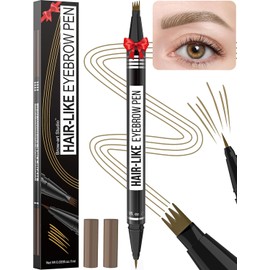 Lápiz de cejas con microblading, mágico, 2 en 1, de doble punta, resistente al agua, para mujeres, con 4 puntas en forma de tenedor y punta de pincel precisa para trazos similares a los de un