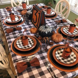 Black and White Buffalo Plaid Tablecloth 56x84 Inches Checkered Table Cover Farmhouse Table Cloth for Christmas Theme Party Decorations