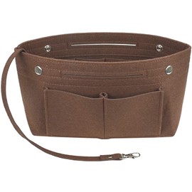 JSY-UP Felt Handbag Organiser Insert, Bag in Bag Organiser Insert, Women Tote Purse Organiser with Handles Keychain, Brown/Small