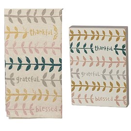 Nature's Inspiration Kitchen Towel and Box Sign Bundle - Thankful Grateful Blessed
