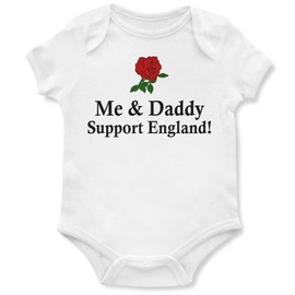 Me and Daddy Support England Babygrow Rugby Baby Boy Girl English Vest Cup, 3-6 Months, White