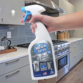 MiracleSpray for Stainless Steel Cleaning - Remove Fingerprints and Smudges from Kitchen Appliances, Oven, Grill, Refrigerator, Microwave, Sink, Hood - Includes Microfiber Towel - (16 Ounce Kit)