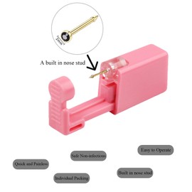 4 Pack Nose Piercing Kit,Self Nose Piercing Gun with Nose Stud,Disposable Safe Sterile Piercing Tool at Home Salon for Women Men (Black G202#)