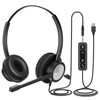 MKJ USB Headset with Microphone Noise Cancelling for PC, Dual