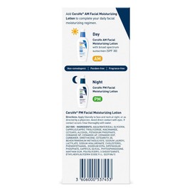 CeraVe PM Facial Moisturizing Lotion, Night Cream with Hyaluronic Acid and Niacinamide, Ultra-Lightweight, Oil-Free Moisturizer for Face, 3 Ounce