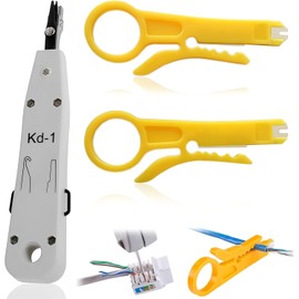 3 PCS Professional Punch Down Tool, Impact Terminal Insertion Tools with Wire Stripper Combo, Suitable for Phone Cable Socket, Telecom Cables & Network Wire Installation