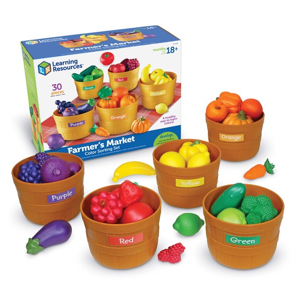 Learning Resources Farmer’s Market Color Sorting Set - 30 Pieces Age 18+ Months Toddler Learning Toys, Sorting Toys for Kids, Daycare Toys,Stocking Stuffers for Kids