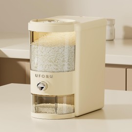 UFORU Rice Dispenser 10 lbs | Large Rice Storage Container for Kitchen&Pantry - Space-saving, Moisture & Pest-proof, BPA-Free - Dry Food Dispenser with One-Touch Dispenser & Measuring Cup for Families