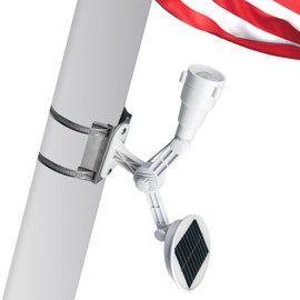 Etzeaxus Solar Flag Pole Light, Flagpole Light Solar Powered, Super Bright PC Crystal LED Spotlight, Adjustable Bracket & Metal Clamp Fits 2-3.5" Flagpole, 8-12 Hrs for Garden Yard Flag, White
