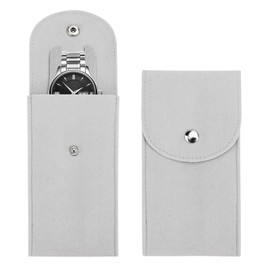 Bekecidi 2PCS Watch Pouch, Portable Flannelette Watch Storage Bag Watch Travel Pouch Watch Storage Pouch for Men and Women (Gray)