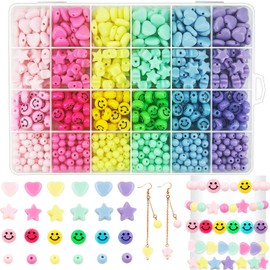 Perlas acrílicas en forma de corazón con estrellas - 8 colores