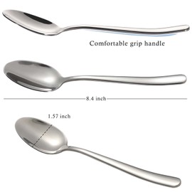 Soup Spoons Stainless Steel Set of 6 Heavy Duty Silverware Spoons Asian Soup Spoon Long Handle Dinner Spoons for Kitchen Restaurant Home