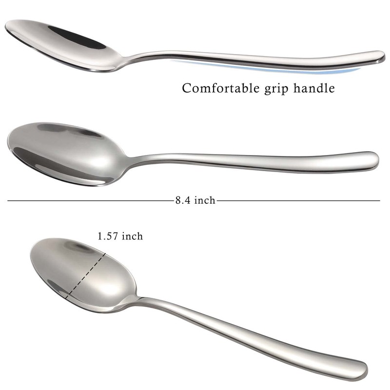 Soup Spoons Stainless Steel Set of 6 Heavy Duty Silverware