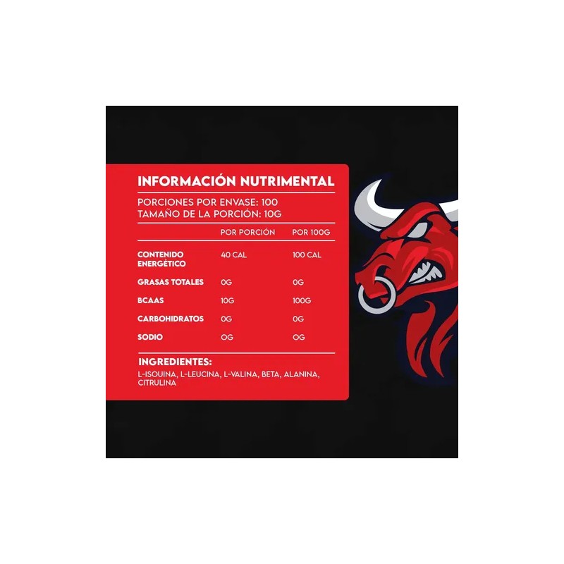 Aminoácidos Bcaas Bull Protein 1kg 100 Servicios Sabores