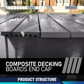 PIT66 4 PCS Composite Decking Boards End Cap 5.5" Dark Gray