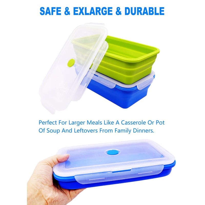 FUSMYE Extra Large Collapsible Silicone Food Storage Containers With Lids,