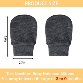 6 Pairs Newborn Baby Mittens No Scratch Gloves Infant Toddler Anti Scratch Essentials Unisex Cotton for 3-9 Months Girls Boys (White, Royal Blue, Gray-Black, Gray, Navy Blue, Black, Solid)