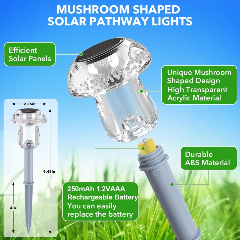 Benany Solar Lights Outdoor, 8 Pack Mushroom Lights Outside Waterproof,