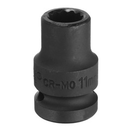 uxcell 1/2" Drive x 11mm Shallow Impact Socket 12-Point Metric CR-MO Steel Nut Impact Grade Socket for Auto Repair