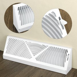 QWORK Baseboard Register Diffuser, 2 Pack 15" Corner Baseboard Register Vent Cover Grill for Floor, Wall & Baseboard Use