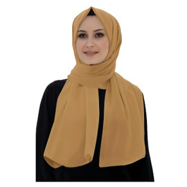 Lina & Lily Opaque Medina Silk Hijab Women's Head Scarf Shawl Wrap (Camel)