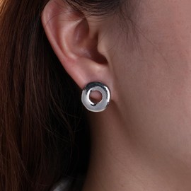 Inateannal Boho Open Circle Earrings Gold Small Circle Studs Geometric Hollow Round Earring Vintage Silver Donut Earrings Jewelry for Women