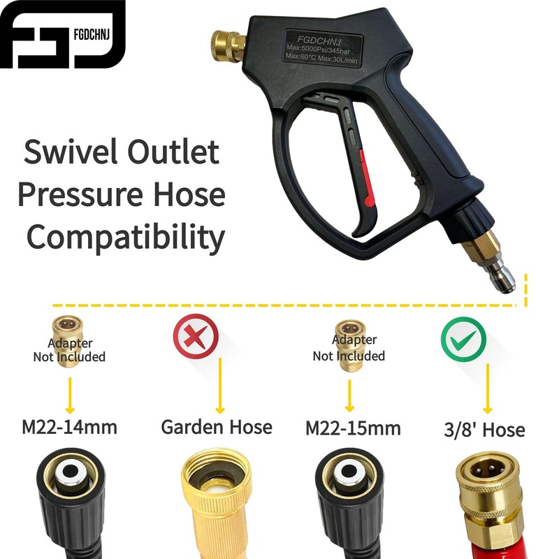 FGDCHNJ Short Pressure Washer Gun with Swivel - 8 GPM