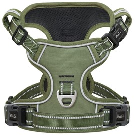 HEELE Dog Harness, No Pull Dog Harness Small, Release on Neck, Front Back Clips Dog Vest Harness Reflective Adjustable Padded, Easy Control Handle for Outdoor Walking Training, Green, S
