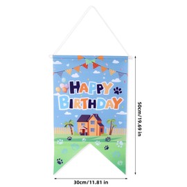 Cartoon Birthday Door Banner, Pre-Strung Blue Cartoon Dog Theme Happy Birthday Door Banner Garland Washable and Reusable Indoor Outdoor Party Decorations Supplies for Girls Boys