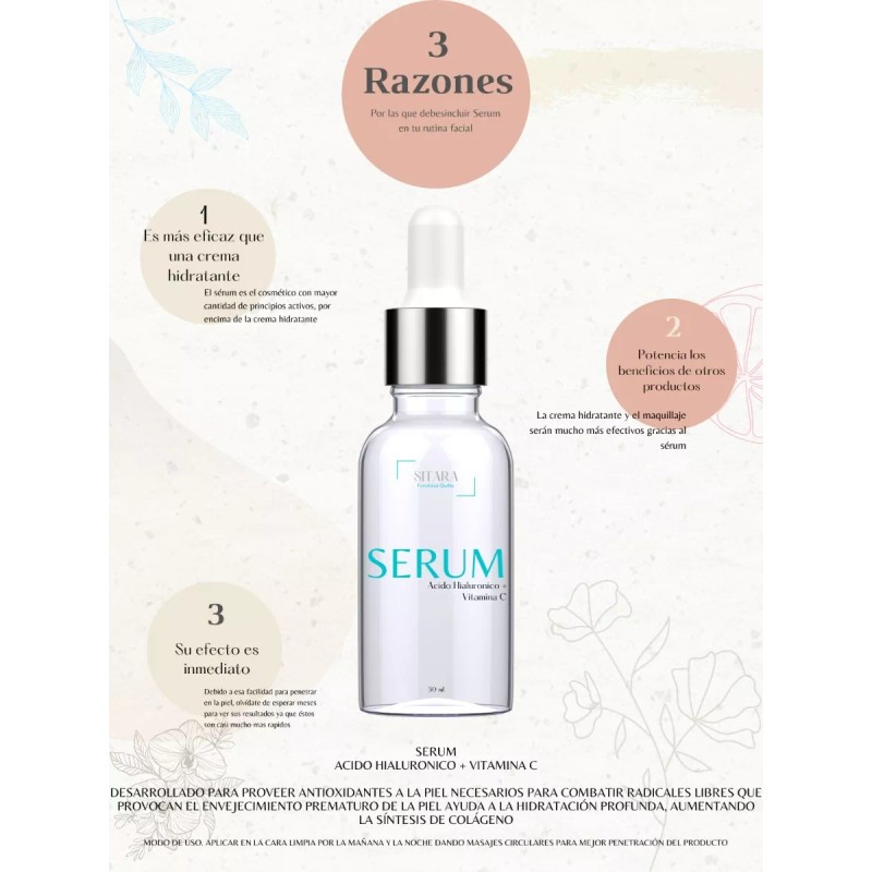 SITARA Serum Facial Acido Hialuronico +vitamina C