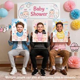 6 Set Blindfolded Feed Me Baby Shower Games, Blindfolded Baby Food Feeding Games with 6 Blindfolds, Funny Gender Reveal Party Favors and Baby Shower Party Supplies