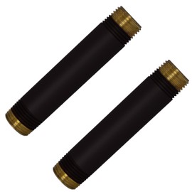 Westbrass D12104-2-62 ½” x 4" IPS Brass Pipe Nipple, Matte Black (2-Pack)