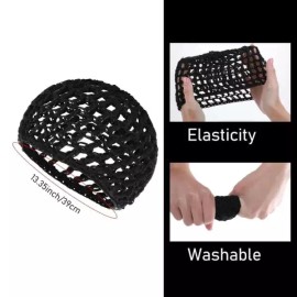 매일 사용을 위한 1pc 슬리핑 캡 블랙 메쉬 크로셰 헤어 네트 케어 미니멀리스트 Daily Use 1pc Sleeping Cap Black Mesh Crochet Hair Net Minimalist [1pc-cap]