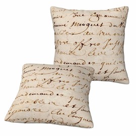 Orythyra French Script 18 x 18 Throw Pillow Covers Word Phrase Artistic Font Vintage Set of 2 Pillow Cases Protectors Outdoor Pillowcases Square Decorative for Home Couch Sofa Bed Car Office