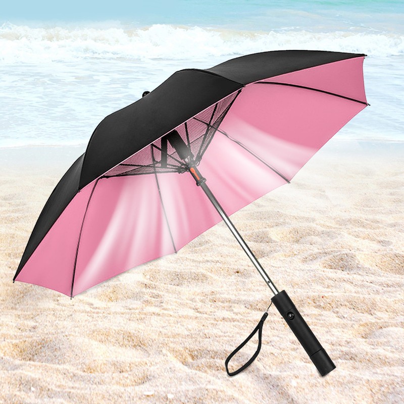 Cooling Fan Umbrella UV Guard Sun Blocking 2600mAh USB Rechargeable