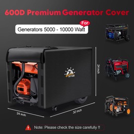 Zettum Generator Cover 32 Inch - 600D Outdoor Generator Covers Heavy Duty Waterproof, Small Outside Equipment Cover for DuroMax, Westinghouse, Champion, Predator, Honda Portable Generator 5000-10000W