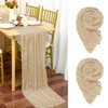 Pack of 2 Cheesecloth Table Runner, Beige, 90 x 300