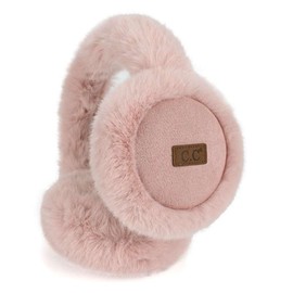 C.C - Orejeras suaves y cálidas, ajustables, para invierno, para calentar las orejas, color rosa peludo