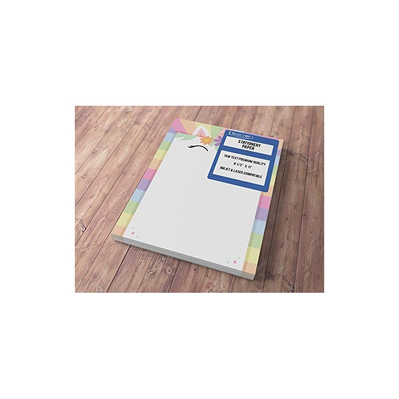Unicorn Border Stationery Paper - 80 Sheets - Great for