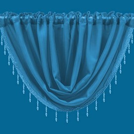 Plain Beaded Voile Swags Net Curtains Voile Swag Valance Pelmet (Teal)
