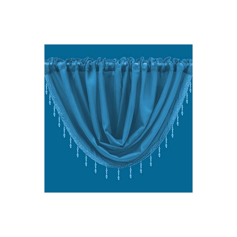 Plain Beaded Voile Swags Net Curtains Voile Swag Valance Pelmet